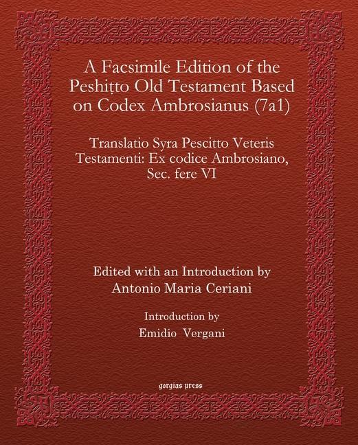 Książka Facsimile Edition of the Peshitto Old Testament Based on Codex Ambrosianus (7a1) 