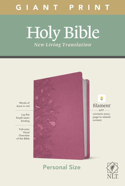 Carte NLT Personal Size Giant Print Bible, Filament Enabled Edition (Red Letter, Leatherlike, Peony Pink) 
