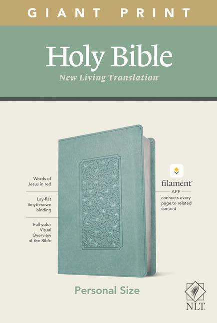 Книга NLT Personal Size Giant Print Bible, Filament Enabled Edition (Red Letter, Leatherlike, Floral Frame Teal) 