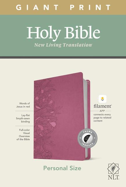 Carte NLT Personal Size Giant Print Bible, Filament Enabled Edition (Red Letter, Leatherlike, Peony Pink, Indexed) 