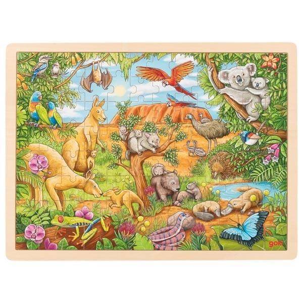 Gra/Zabawka Dřevěné puzzle Australská zvířata 96 dílků 