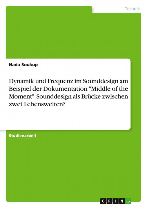 Книга Dynamik und Frequenz im Sounddesign am Beispiel der Dokumentation "Middle of the Moment". Sounddesign als Brücke zwischen zwei Lebenswelten? 