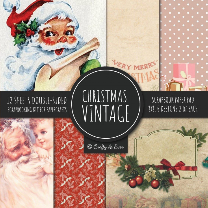 Carte Vintage Christmas Scrapbook Paper Pad 8x8 Scrapbooking Kit for Papercrafts, Cardmaking, DIY Crafts, Holiday Theme, Retro Design 