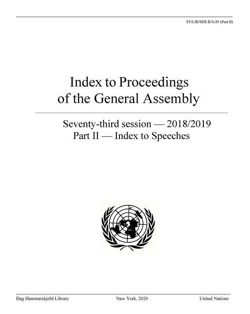 Kniha Index to proceedings of the General Assembly United Nations Department of Global Communications