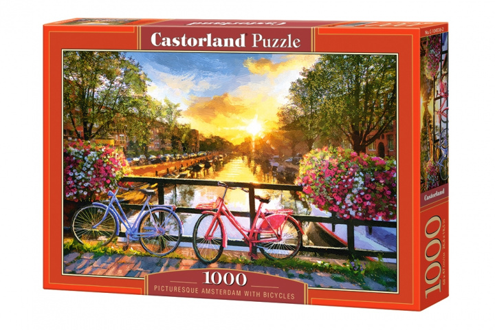 Hra/Hračka Puzzle 1000 Malowniczy Amsterdam z rowerami C-104536-2 