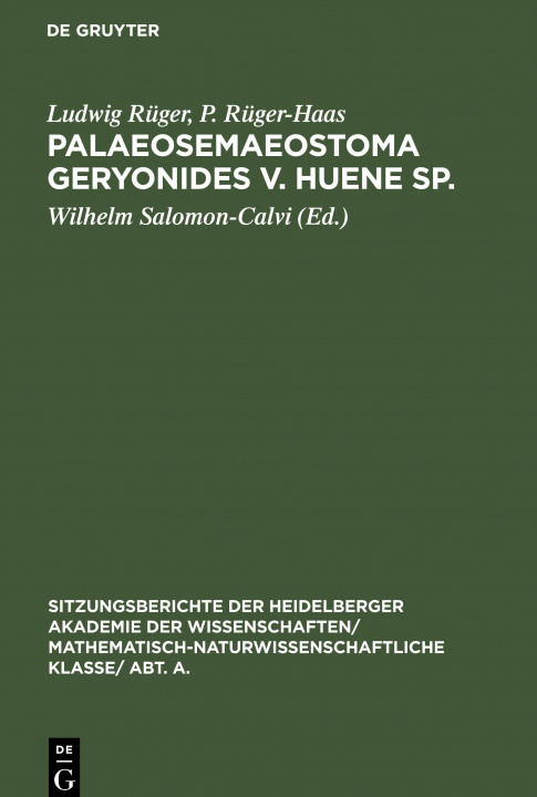 Könyv Palaeosemaeostoma geryonides v. Huene sp. P. Rüger-Haas