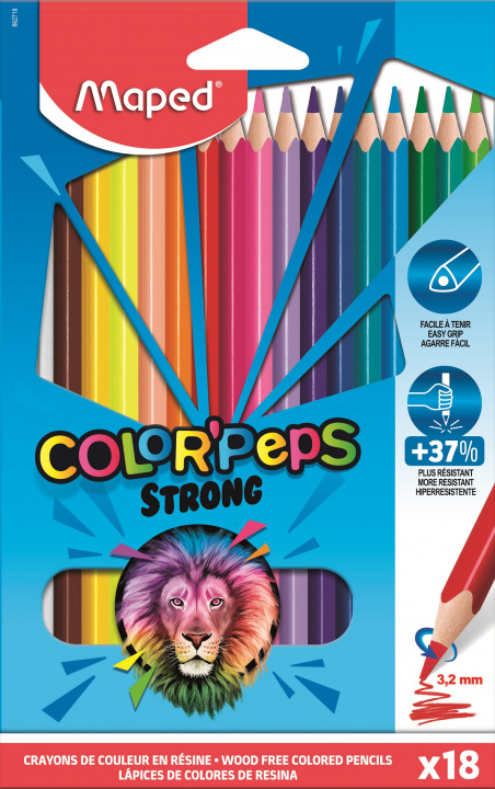 Kniha Maped - Bezdřevé pastelky Color'Peps Strong 18 ks 