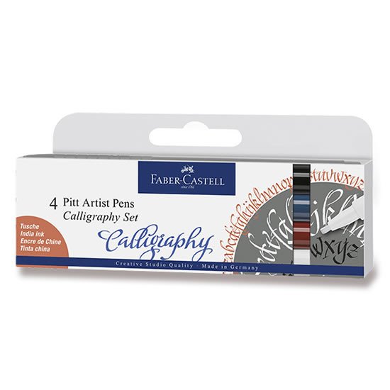 Carte Faber - Castell Popisovač Pitt Artist Pen Caligraphy - tmavé 4 ks 