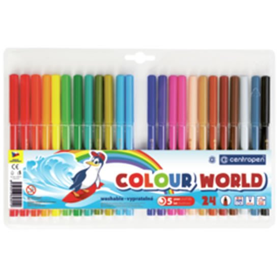 Papírenské zboží Centropen Fixy COLOUR WORLD 7550 trojboké, sada 24 barev 