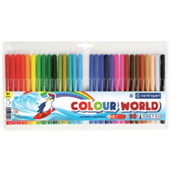 Papírenské zboží Centropen Fixy COLOUR WORLD 7550 trojboké, sada 30 barev 