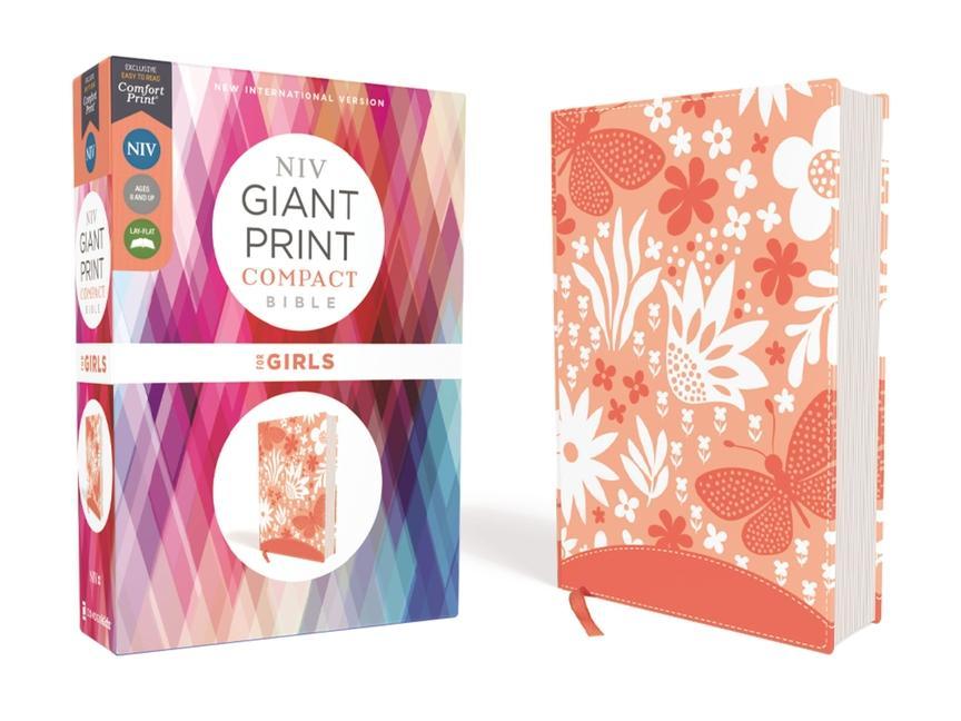 Carte Niv, Giant Print Compact Bible for Girls, Leathersoft, Coral, Red Letter Edition, Comfort Print 