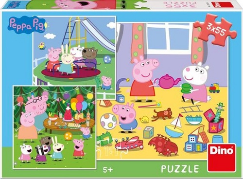 Joc / Jucărie Puzzle 3x55 Peppa Pig na prázdninách 