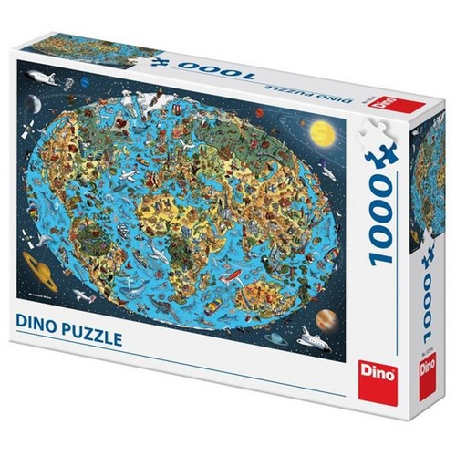 Gra/Zabawka Puzzle 1000 Kreslená mapa světa 