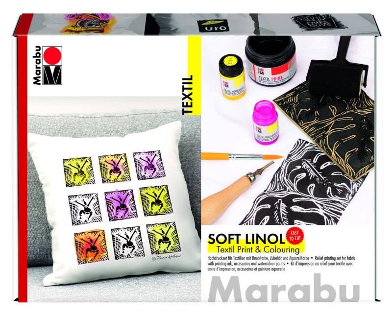 Carte Marabu barva na potisk textilu s linorytem sada 