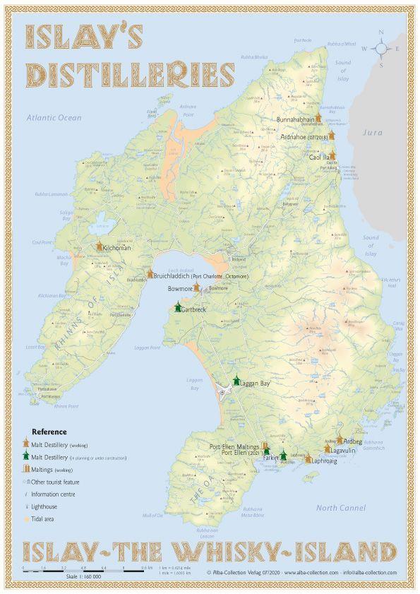 Tiskovina Whisky Distilleries Islay - Tasting Map 