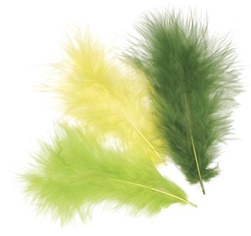 Játék Dekorativní peříčka Marabu mix - odstíny zelené 15 ks / 10 cm 