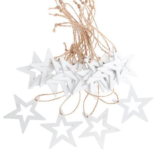 Carte Závěsná dřevěná hvězda - bílá 18 ks 