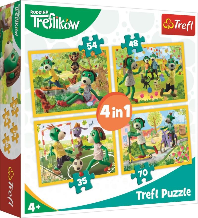 Hra/Hračka Trefl Puzzle Treflíci - Společné chvíle 4v1 (35,48,54,70 dílků) 