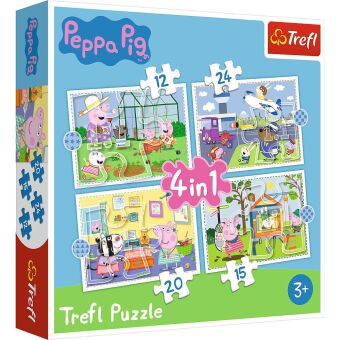 Játék Puzzle Prasátko Peppa Vzpomínky na prázdniny 4v1 