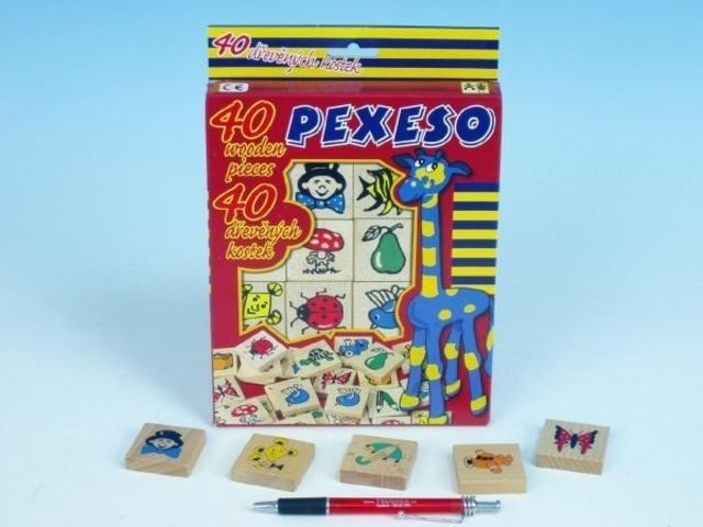 Hra/Hračka Pexeso dřevo - společenská hra / 40 ks v krabici 