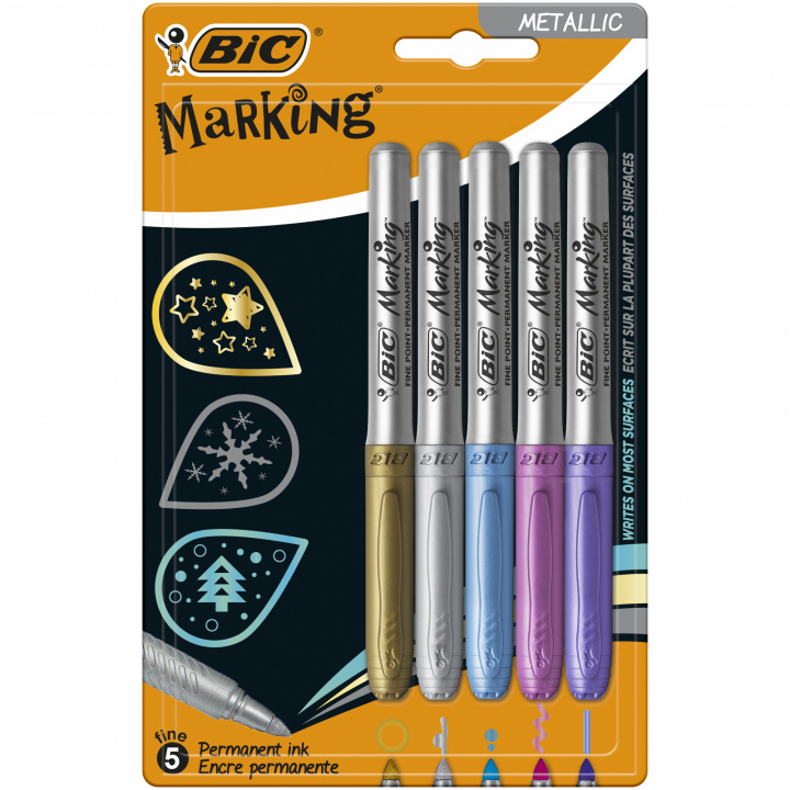 Carte Marker Permamentny Marking Metallic Ink BIC 5 kolorów blister mix 