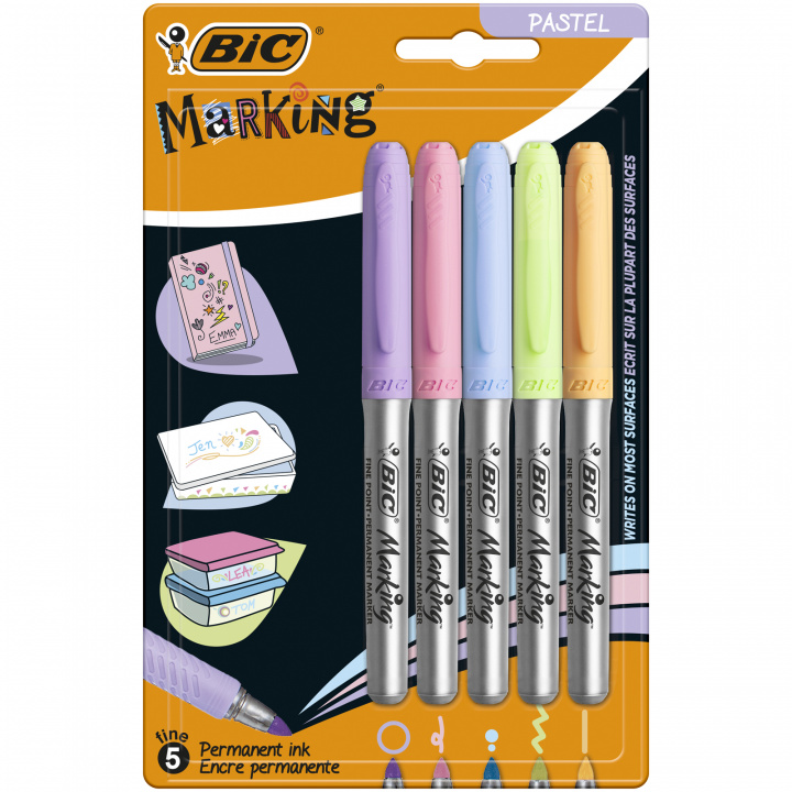Papírszerek Marker Permamentny Marking Pastel BIC blister 5szt BIC
