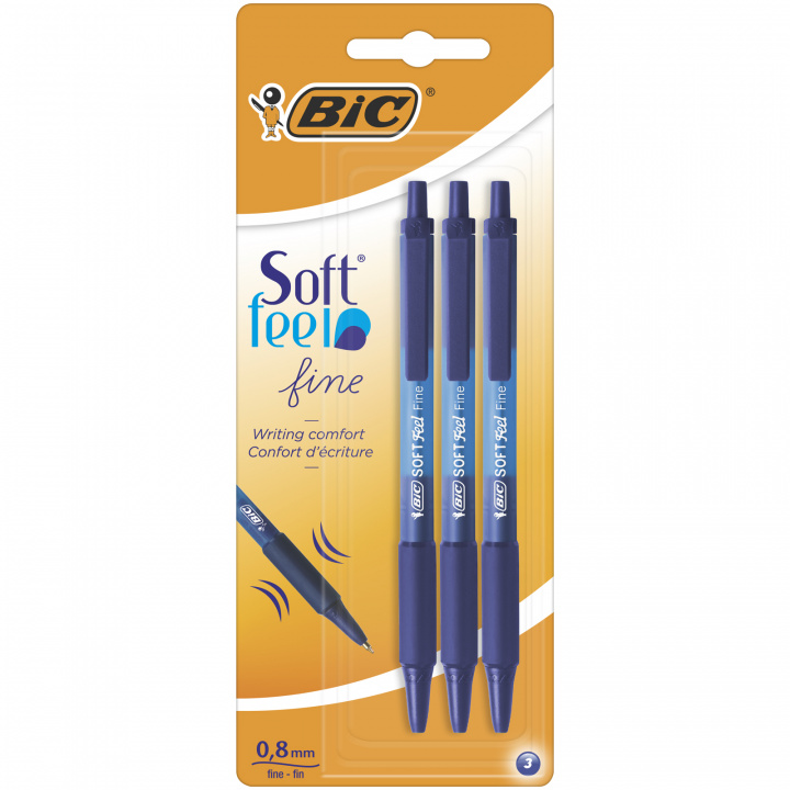Kniha Długopis Soft Feel BIC niebieski blister 3szt 