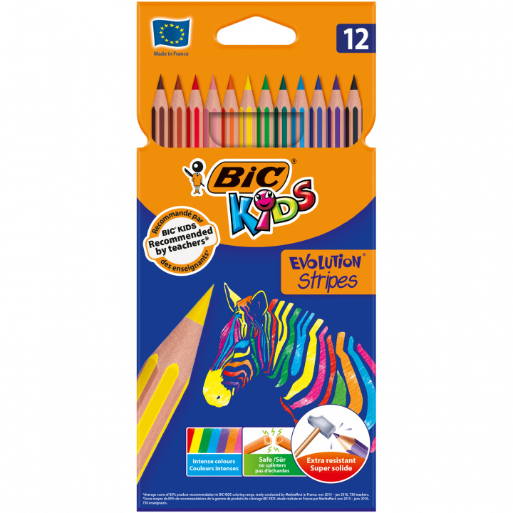 Articole de papetărie Kredki ołówkowe Eco Evolution Stripes BIC Kids 12 kolorów BIC