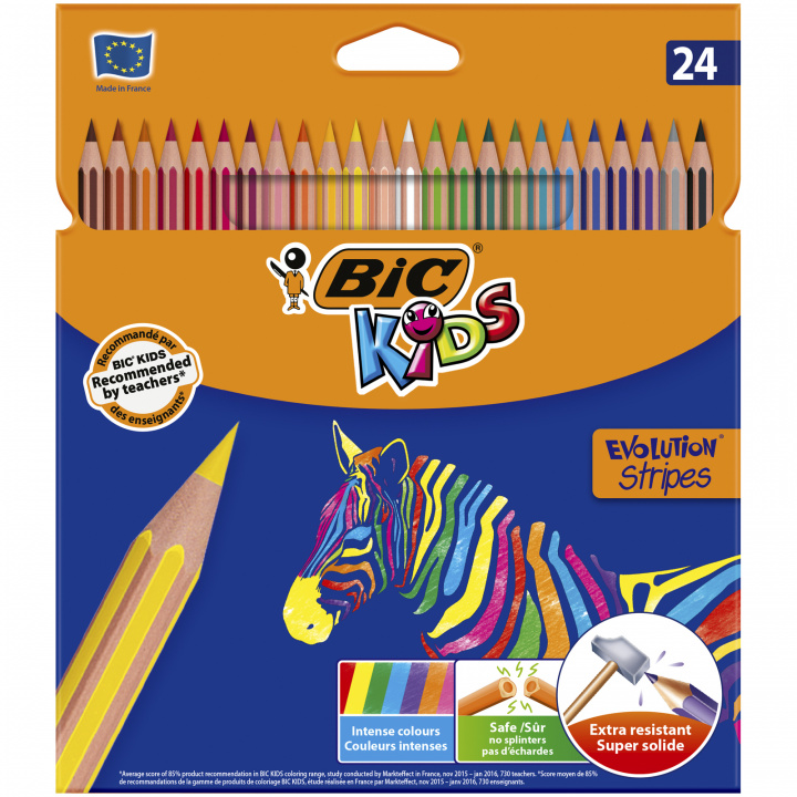 Articole de papetărie Kredki ołówkowe Eco Evolution Stripes BIC Kids 24 kolory 