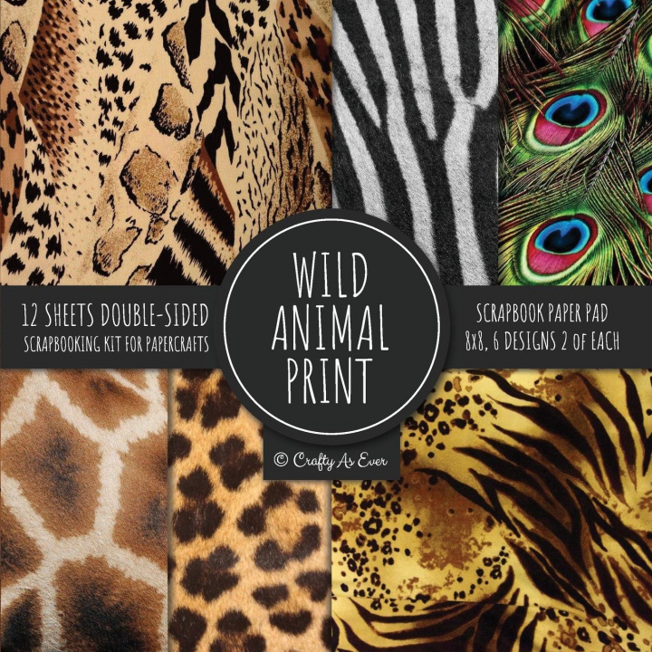 Carte Wild Animal Print Scrapbook Paper Pad 8x8 Scrapbooking Kit for Papercrafts, Cardmaking, Printmaking, DIY Crafts, Nature Themed, Designs, Borders, Back Crafty as Ever