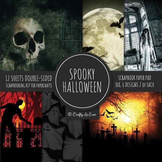 Book Spooky Halloween Scrapbook Paper Pad 8x8 Scrapbooking Kit for Papercrafts, Cardmaking, Printmaking, DIY Crafts, Holiday Themed, Designs, Borders, Back 