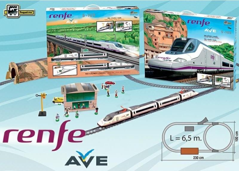 Hra/Hračka Vysokorychlostní vlak Renfe Ave s horským tunelem a stanicí 
