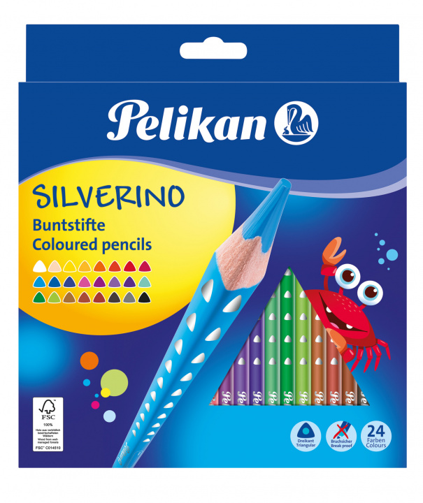 Knjiga Kredki ołówkowe trójkątne Pelikan silverino 24 kolory 