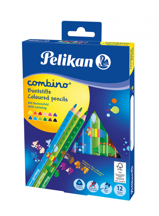 Carte Kredki ołówkowe trójkątne grube Cmbino Pelikan 12 kolorów 
