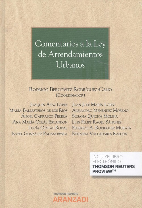 Könyv Comentarios a la Ley de Arrendamientos Urbanos (Papel + e-book) RODRIGO BERCOVITZ RODRIGUEZ-CANO