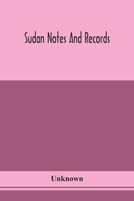 Kniha Sudan notes and records 