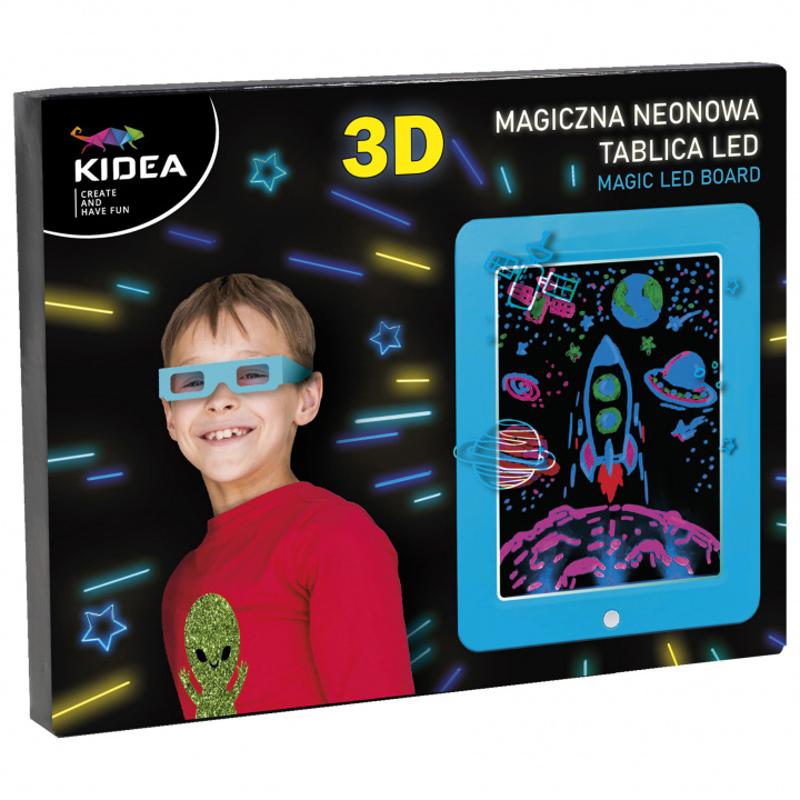 Kniha Magiczna 3D neonowa tablica led Kidea niebieska 