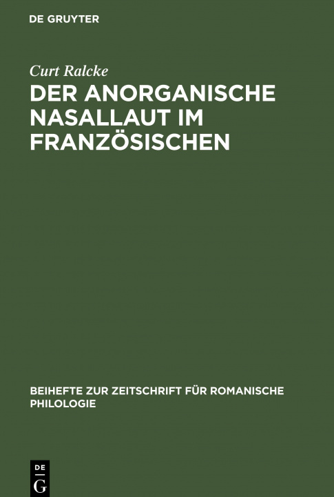 Kniha Der Anorganische Nasallaut im Französischen 