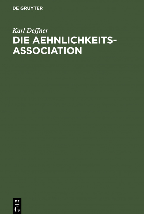 Libro Die Aehnlichkeits-Association Karl Deffner