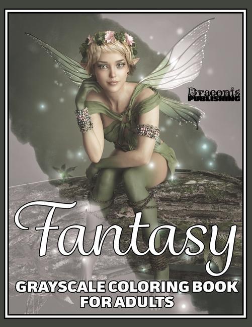 Книга Fantasy Grayscale Coloring Book for Adults 