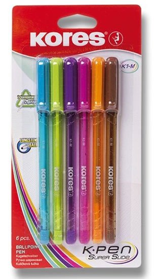 Papírenské zboží Kuličková tužka Kores 398 K1 6 barev 