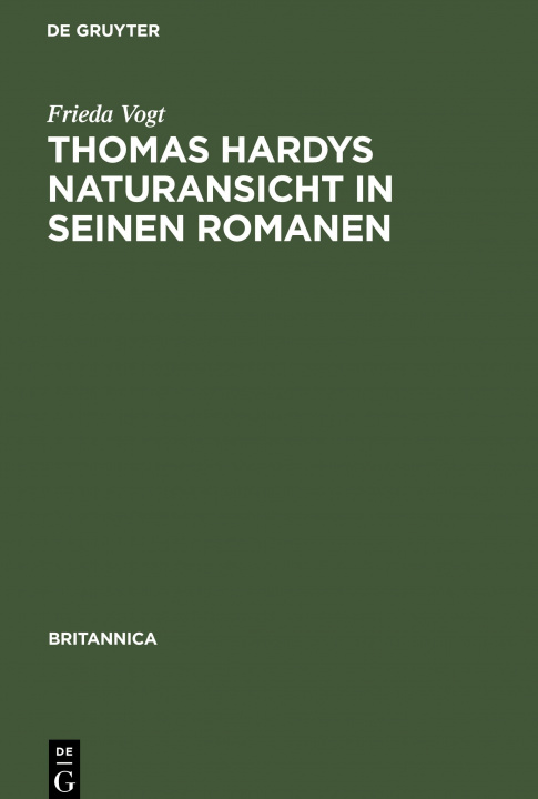 Carte Thomas Hardys Naturansicht in Seinen Romanen 