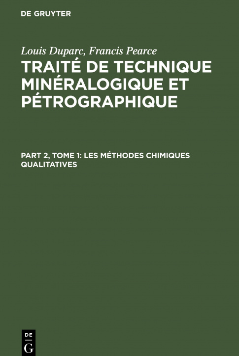 Könyv Les Methodes Chimiques Qualitatives Francis Pearce