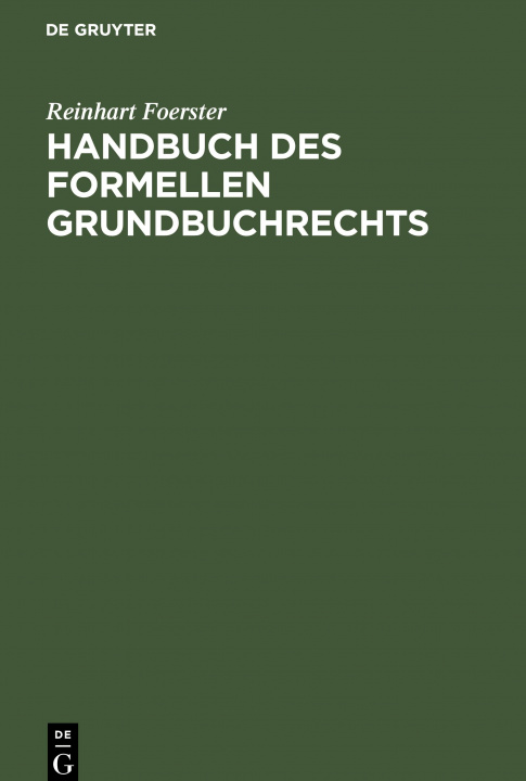 Carte Handbuch Des Formellen Grundbuchrechts 