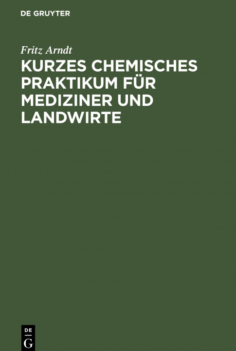 Carte Kurzes Chemisches Praktikum Fur Mediziner Und Landwirte 