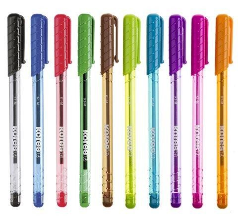 Articole de papetărie Kores Kuličkové pero K1 Pen Super Slide 1 mm - sada 10 barev(modrá, černá, červená, zelená, tyrkysová, světle zelená, fialová, růžová, oranžová, hnědá 