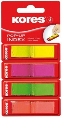 Papírenské zboží Samolepící neonové záložky Pop-up 45x12 mm / 4 barvy / 160 záložek - 40 lístků á barva 