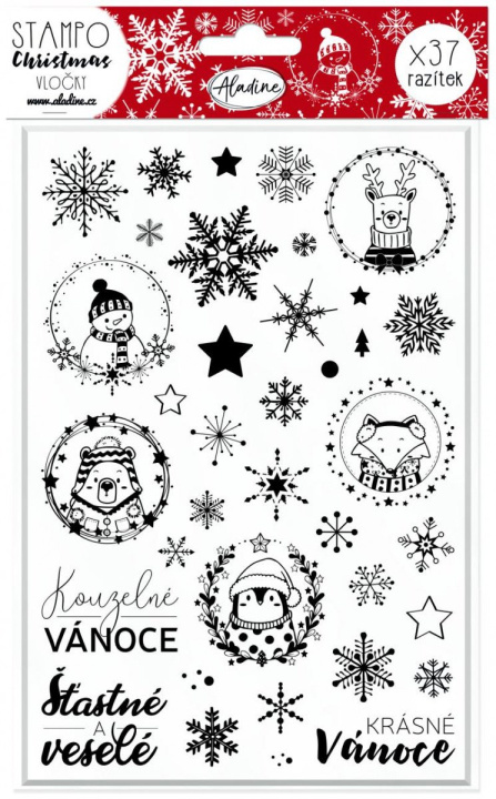 Carte Razítka Stampo Christmas - Vločky, 37 ks 