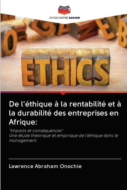 Kniha De l'ethique a la rentabilite et a la durabilite des entreprises en Afrique 