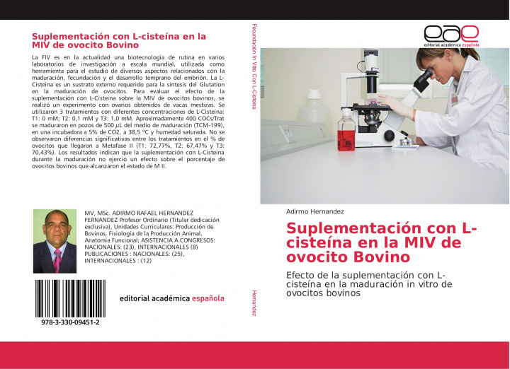 Knjiga Suplementacion con L-cisteina en la MIV de ovocito Bovino ADIRMO HERNANDEZ